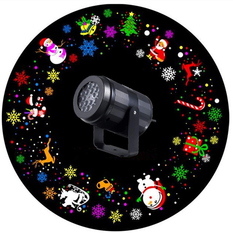 20 Patterns New Year Christmas Decoration LED Effects Laser Projector Light Snowflake Elk Projection Lamp Stage Indoor Lighting Decor D0.5