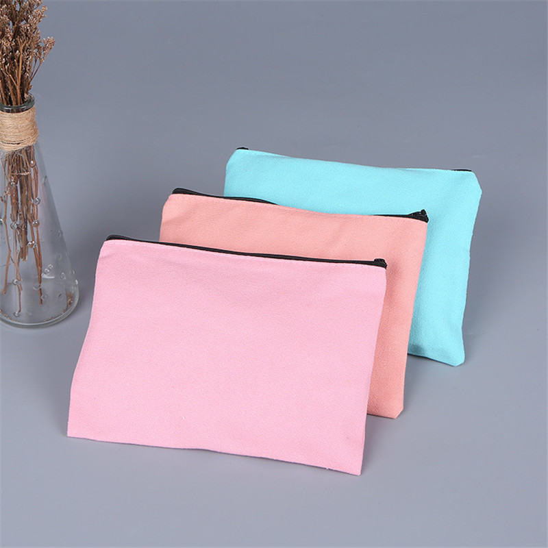 21x13cm Canvas Makeup Zipper Pencil Case Blank Bags Cosmetic Pouch for Travel DIY Craft School Free shipping
