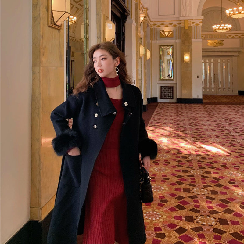 Office Knit Dress Women Long Sleeve Midi Vintage Sweater Dress Female Evening Party Elegant Dress Korean Spring 210521