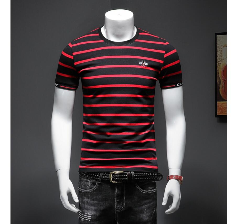 European station men's bee embroidery T-shirt 2021 summer striped men's short-sleeved T-shirt men's net red half-sleeved top, W1
European station men's bee embroidery T-shirt 2021 summer striped men's short-sleeved T-shirt men's net red half-sleeved top, W1