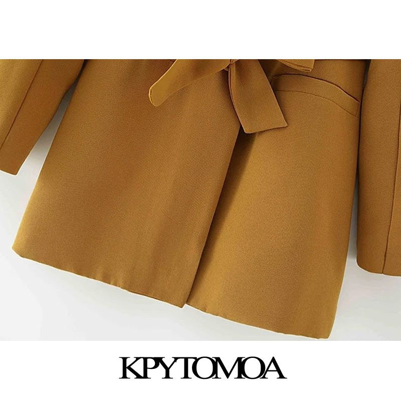 Women Fashion With Belt Single Breasted Blazer Coat Long Sleeve Pockets Female Outerwear Chic Tops 210420