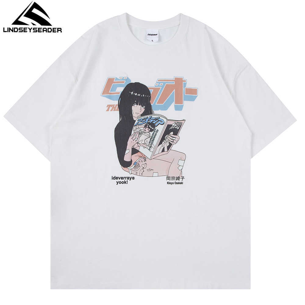 LINDSEY SEADER Men's Oversize Hip Hop T-Shirt Funny Anime Girl Print T Shirt Short Sleeve Tshirt Harajuku Cotton Casual Tops Tee 210629