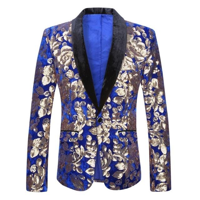 Men's Suits & Blazers 2021 Men Stylish Shawl Lapel Royal Blue Velvet Slim Fit Blazer Plus Size 5XL Gold Floral Sequins DJ Singer Wedding Sui, Only jacket
Men's Suits & Blazers 2021 Men Stylish Shawl Lapel Royal Blue Velvet Slim Fit Blazer Plus Size 5XL Gold Floral Sequins DJ Singer Wedding Sui, Only jacket