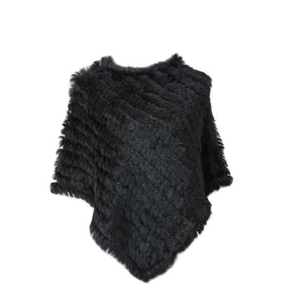 Real Rabbit Fur Knitted Poncho Vest Fashion Wrap Coat Shawl Lady Scarf Natural Wedding Party Wholesale Cape 211020