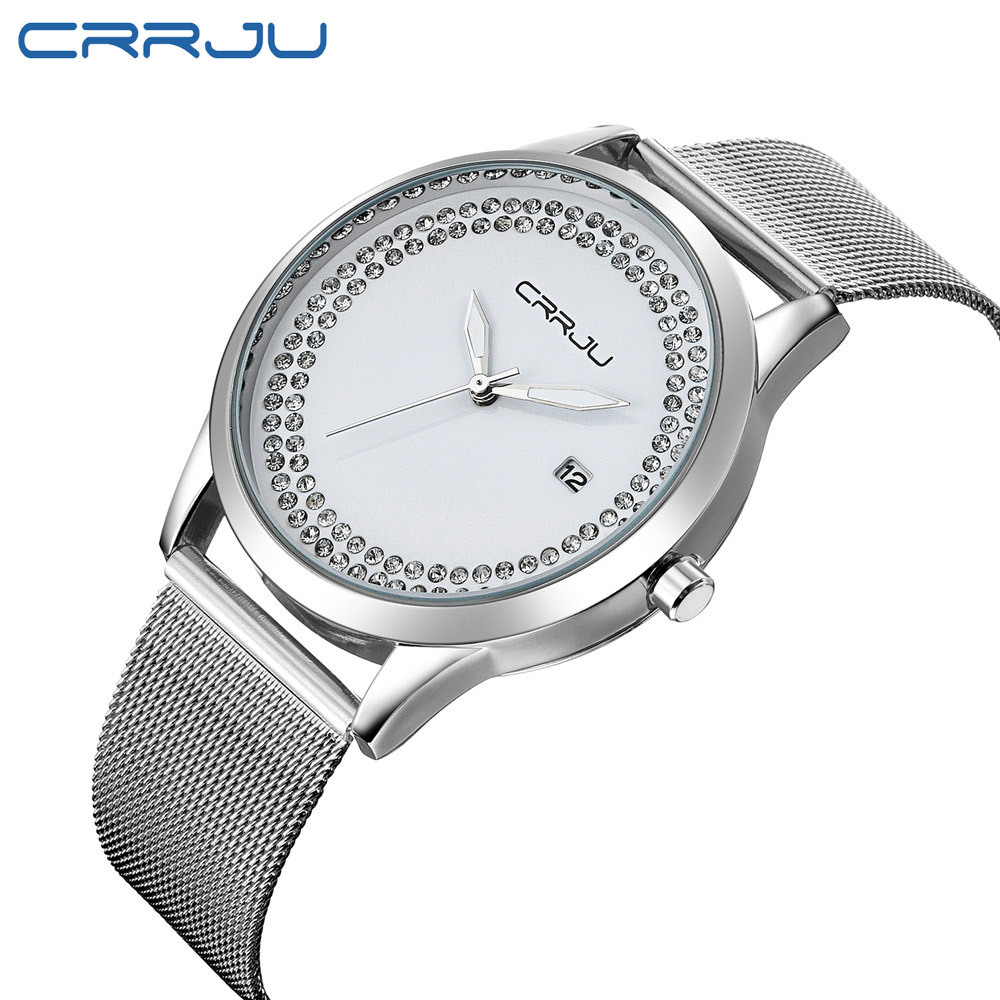 CRRJU Diamond Quartz Women Watch Fashion Casual Mesh Stainless Steel Watches Ladies WristWatch Relogio Feminino Clock 210517, Silver
CRRJU Diamond Quartz Women Watch Fashion Casual Mesh Stainless Steel Watches Ladies WristWatch Relogio Feminino Clock 210517, Silver