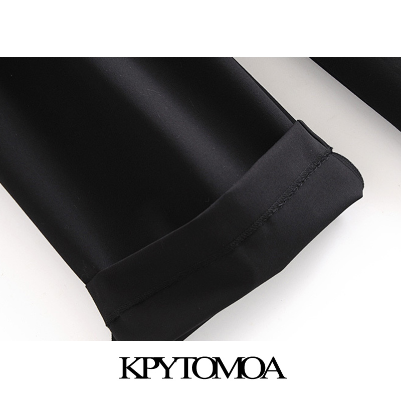 Women Elegant Fashion Office Wear Pleated Wide Leg Pants Vintage High Waist Side Pockets Female Trousers Mujer 210416