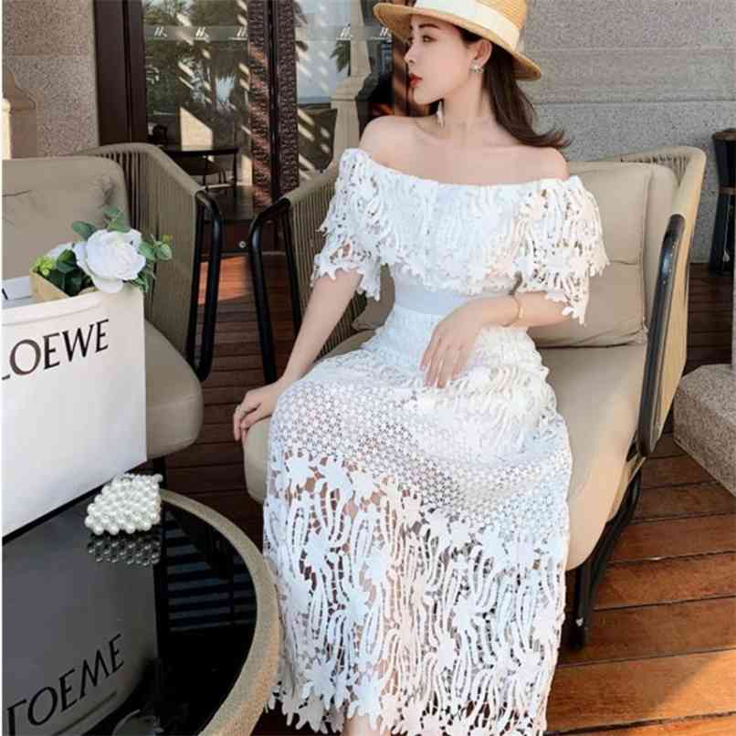 High-end custom White Lace Party Dress for Women Slash neck Ruffles patchwork Hollow out Slim Long Maxi Vestidos 210602
High-end custom White Lace Party Dress for Women Slash neck Ruffles patchwork Hollow out Slim Long Maxi Vestidos 210602