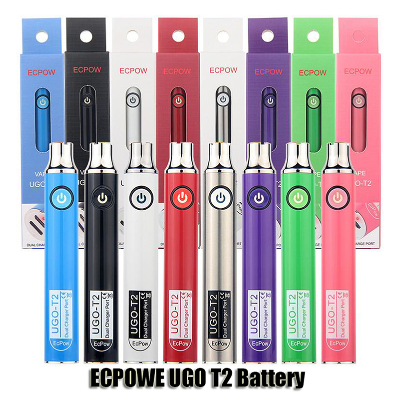 Authentic ECPOW UGO T2 Variable Voltage 650mAh 900mAh Battery Preheat VV Dual Charger Port Vape Pen Batteries For 510 Thick Oil Cartridges
Authentic ECPOW UGO T2 Variable Voltage 650mAh 900mAh Battery Preheat VV Dual Charger Port Vape Pen Batteries For 510 Thick Oil Cartridges