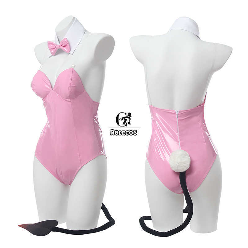 ROLECOS To Love Ru Momo Cosplay Costume Bunny Girl Sexy Jumpsuit Belia Deviluke Women Pink Romper Halloween Y0913