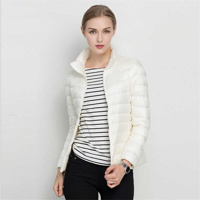 Johnature Women Coat Autumn Winter 90% White Duck Down Jacket 16 Colors Warm Slim Zipper Fashion Light Down Coat 210819