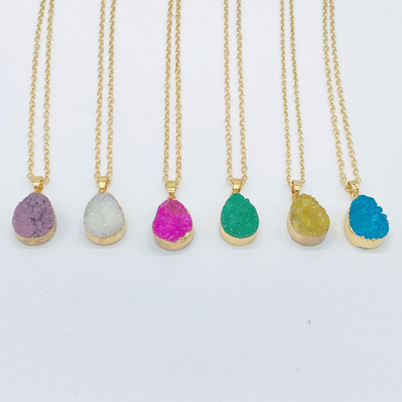 Natural Quartz Crystal Stone Gold Plated Irregular Colorful Chain Pendant Necklaces Druzy Jewelry For Women Girl
Natural Quartz Crystal Stone Gold Plated Irregular Colorful Chain Pendant Necklaces Druzy Jewelry For Women Girl