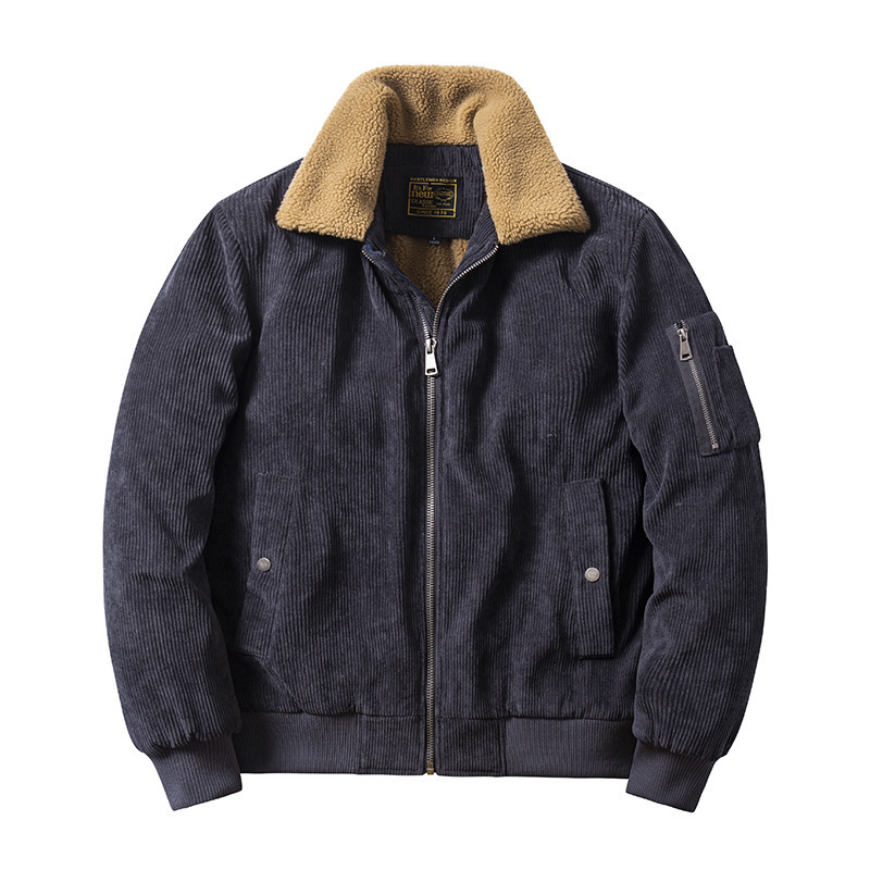 Winter Men Cotton-padded Jacket Corduroy Fur Collar Casual Cotton-padded Jacket Tops Plus Size Warm Jacket, Black;brown
Winter Men Cotton-padded Jacket Corduroy Fur Collar Casual Cotton-padded Jacket Tops Plus Size Warm Jacket, Black;brown