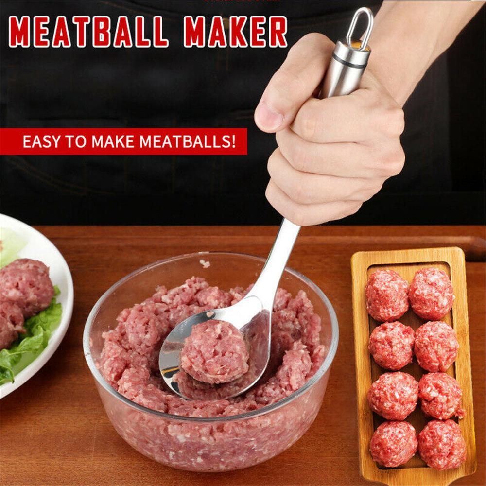 Manufacturer of stainless steel kitchen meatballs meat ball mould spoon of kitchen meat baller with leaky bore elliptical kitchen utensil