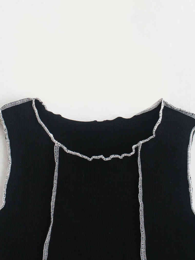 Y2K Girls Bright Line Bomb Tank Tops Summer Fashion Ladies Slim Top Sexy Women Vintage Black Chic Female 210430