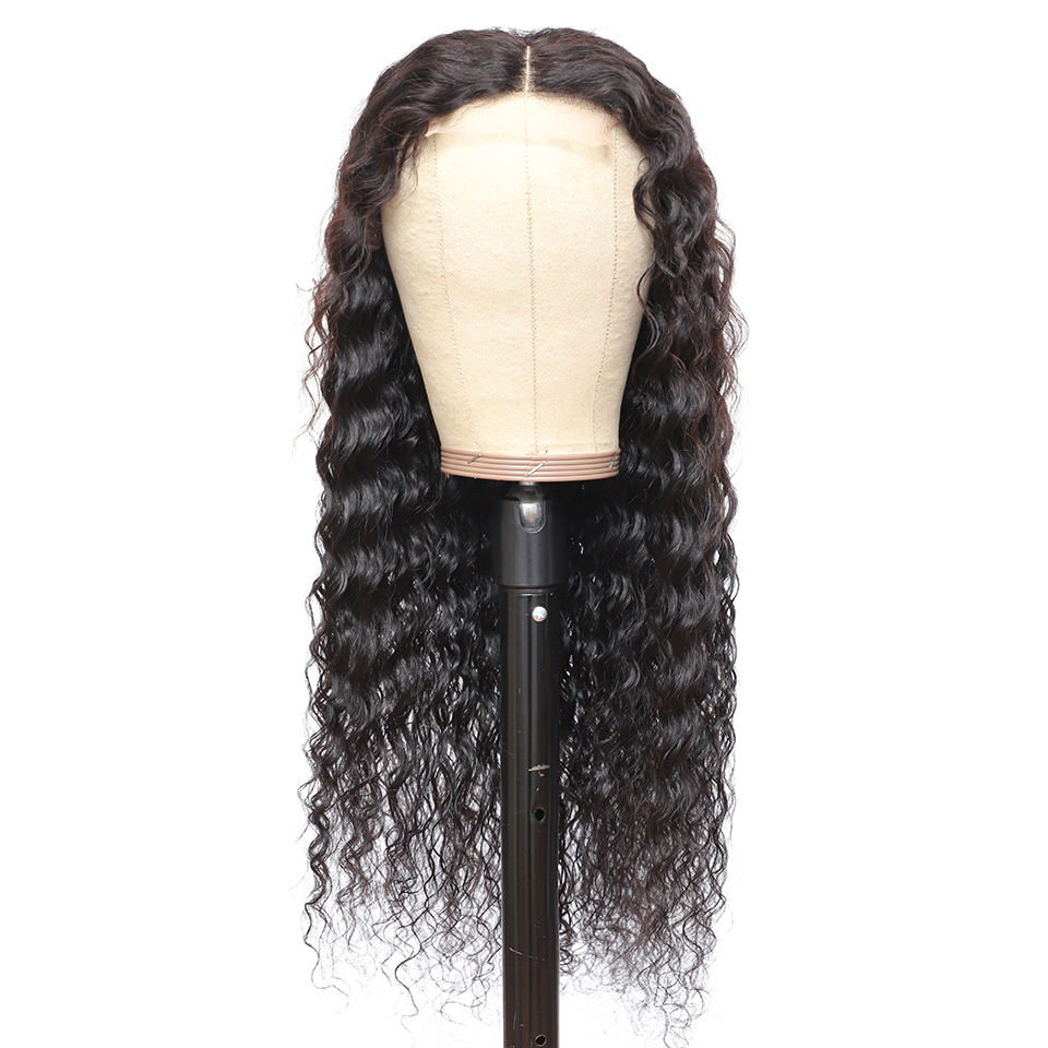 30inch Brazilian Water Wave Lace Frontal Wigs 250 Density 4X4 Lace closure Human Hair Wig Natural Color