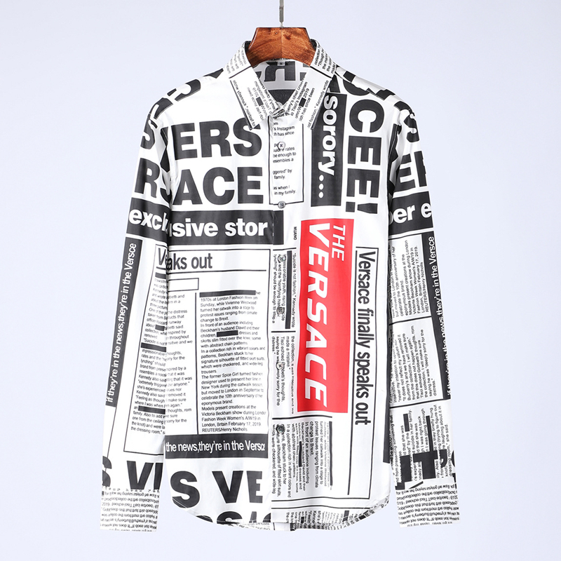 Trendy Men Newspaper Printing Shirts Fashion Long Sleeve Lapel Neck Youth Casual Thin Shirt Designer Male Autumn Silky Soft Single Breasted Tops, White
Trendy Men Newspaper Printing Shirts Fashion Long Sleeve Lapel Neck Youth Casual Thin Shirt Designer Male Autumn Silky Soft Single Breasted Tops, White