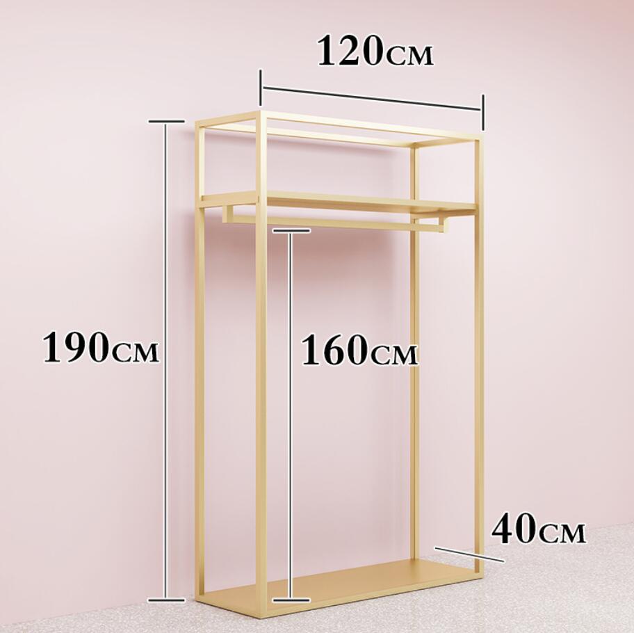 Clothing store display rack Commercial Furniture gold clothes racks floor type Shoe bag table Double deck wedding dress shelf