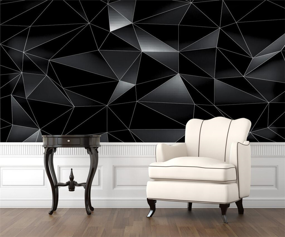 Custom Modern Abstract 3D Black Geometric Photo Wall Paper 3D Bar Office Game Room Industrial Decor Mural wallpapers