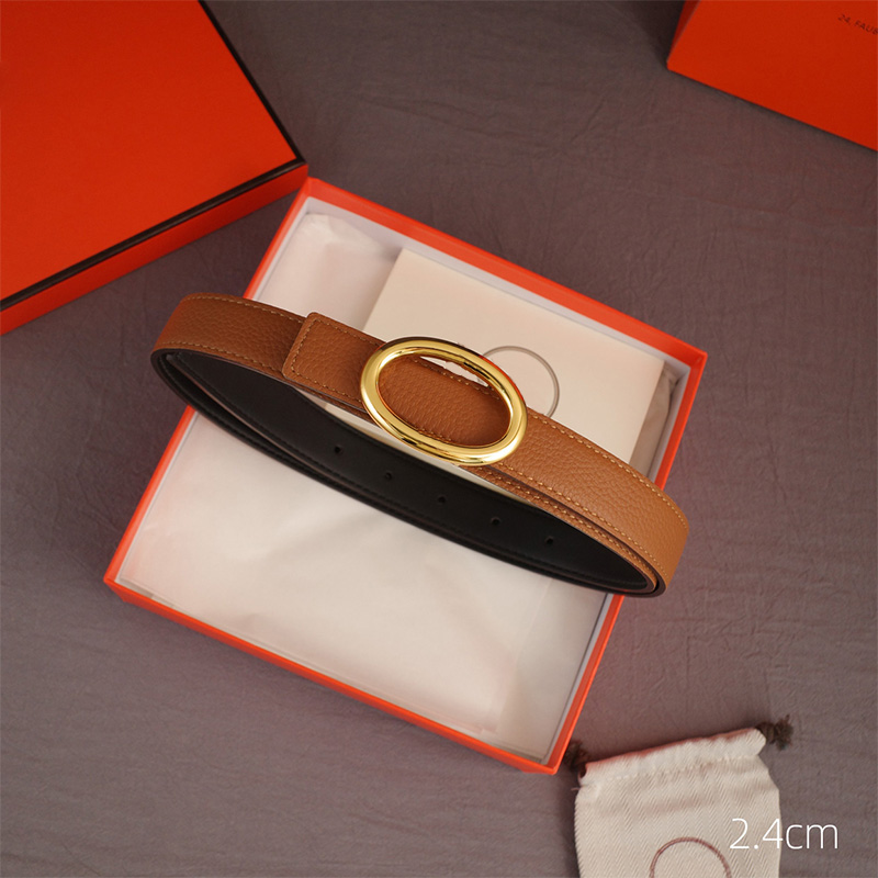 Real Leather Belt for Women luxuey Designer Belts width 2.4cm Fashion Ladies Girdle Mens Waistband Letter h Metal Ellipse Buckle Ceinture no Box Weote straps