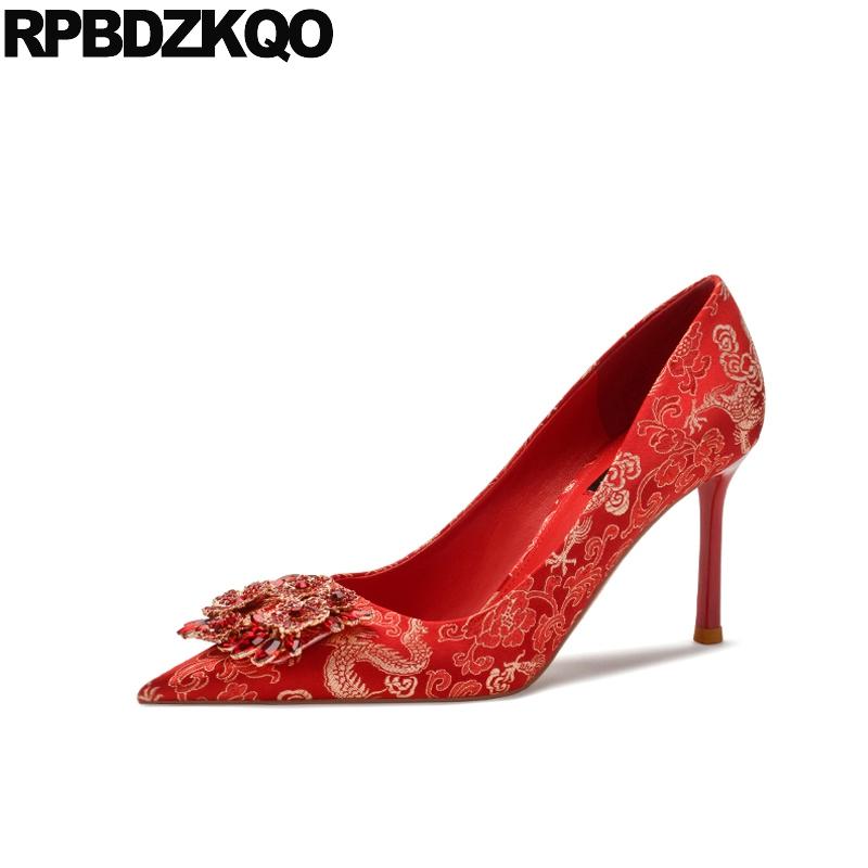 Dress Shoes Pointed Toe Folk 8cm Red Satin Handmade High Heels Embroidered Crystal Bride Pumps Embroidery Bridesmaid Scarpin Women, Black
Dress Shoes Pointed Toe Folk 8cm Red Satin Handmade High Heels Embroidered Crystal Bride Pumps Embroidery Bridesmaid Scarpin Women, Black