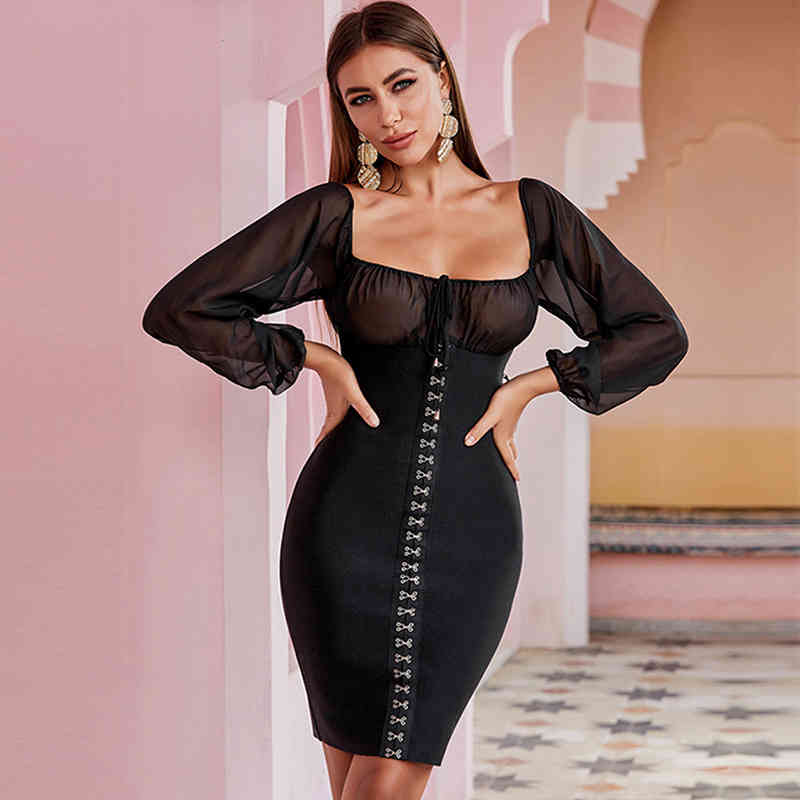 Casual Dresses Long sleeved mesh low neck field exposed perspective bandage Hip Wrap Sexy 8IWF, Black
Casual Dresses Long sleeved mesh low neck field exposed perspective bandage Hip Wrap Sexy 8IWF, Black