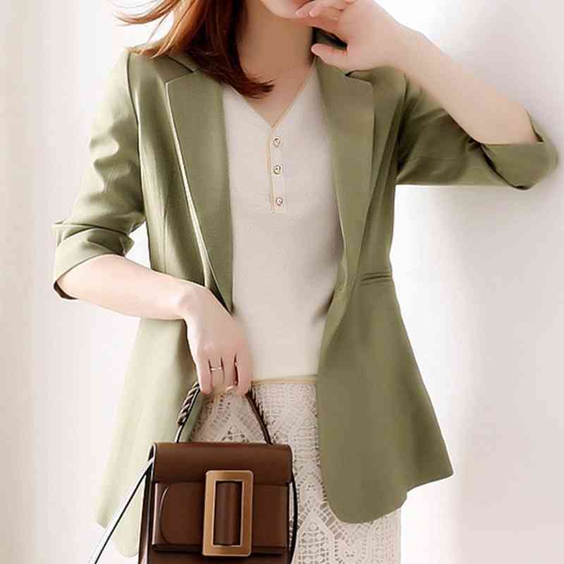 Spring Elegant Office Lady Thin Tailored Coats Casual Loose Soft Silm Jakets Fashion All-match Women Tops Clothing 210525