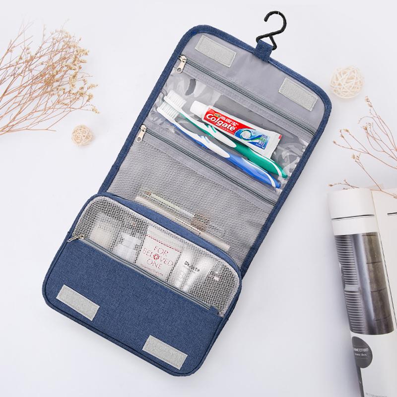 Make Up Storage Bag Business Leisure Hook Men's Toilet Waterproof Folding Plain Solid Color Small Size Travel Wash Cosmetic Bags & Cases