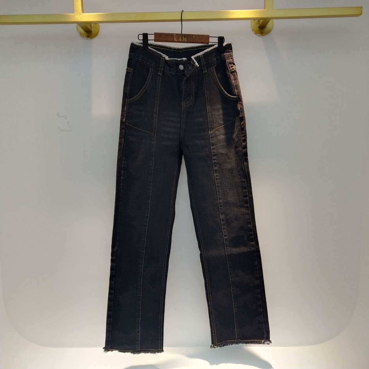 SHENGPALAE Harajuku Style Removable Letter Pocket Jean's Spring High Waist Loose Wide Leg Denim Pants 5B817 210922
