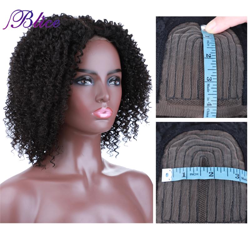 Synthetic Wigs Blice Afro Kinky Curly Middle Part Closure Wig Natural Mixed Hair 16 Inch Black Color For Women