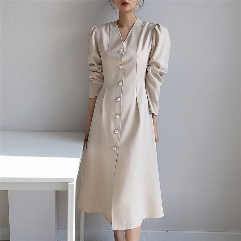 Korean Office Lady V-Neck Sexy Brief Dress Slim Fashion Chic High Waist Women Elegant OL Work Wear Dresses 210421