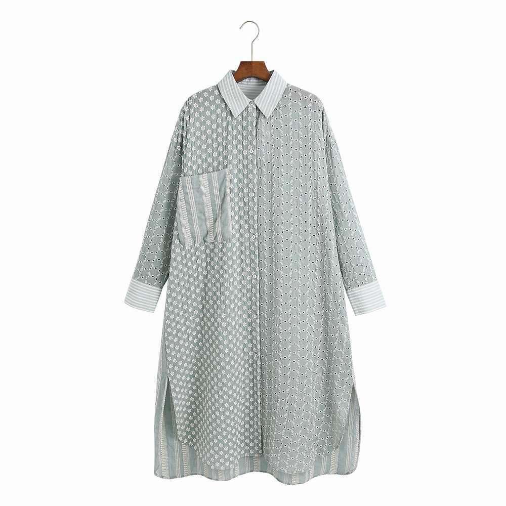 Stylish Women Wide Long Shirt Dress Summer Fashion Embroidery Patchwork Clothing 210602, As photo
Stylish Women Wide Long Shirt Dress Summer Fashion Embroidery Patchwork Clothing 210602, As photo
