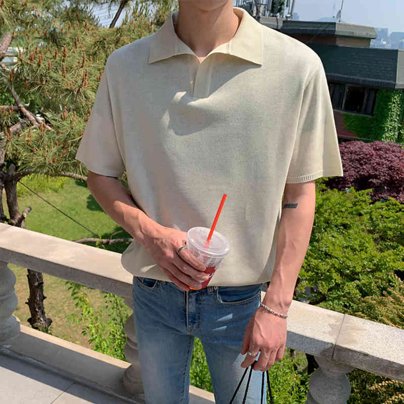 IEFB / men's wear summer turn down collar short sleeve t-shirt for male trend new Korean fashion all-match tops 9Y2255 210329