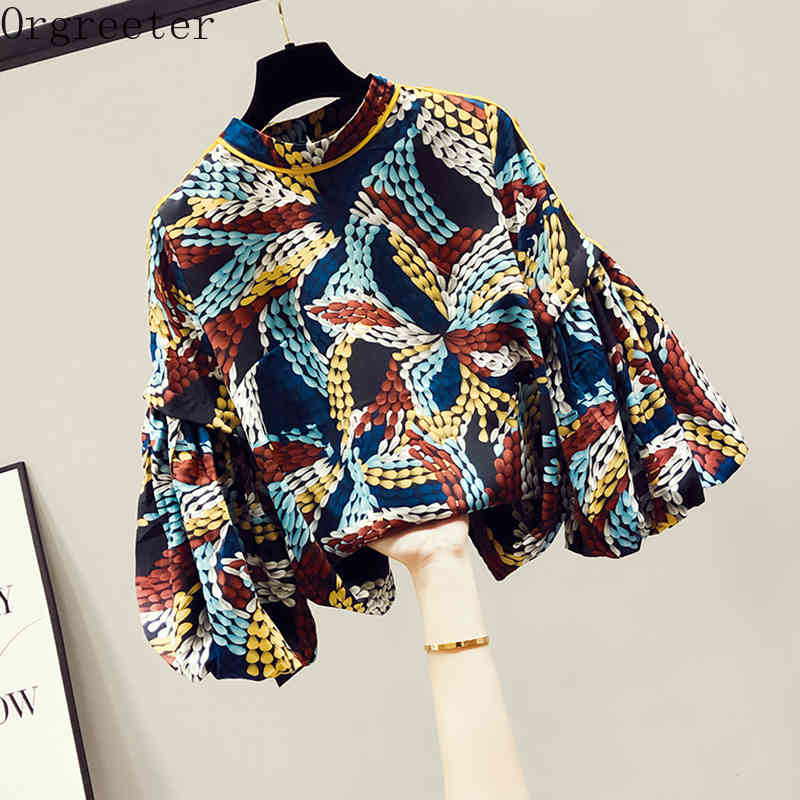 Chiffon Shirt Women' Long Lantern Sleeved Spring Fall Vintage Printted Plus size Blusa Mujer De Moda 210525, Multi
Chiffon Shirt Women' Long Lantern Sleeved Spring Fall Vintage Printted Plus size Blusa Mujer De Moda 210525, Multi