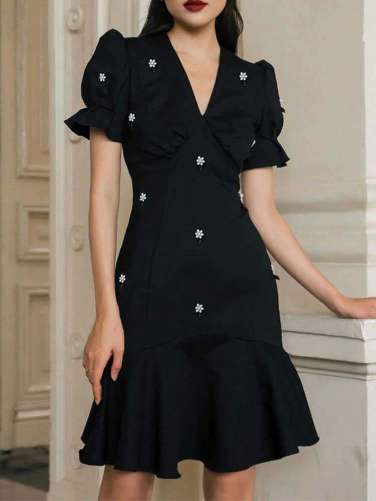 French retro slim female puff sleeve dres Sheath Office Lady Polyester Zippers Knee-Length Regular 210603, Black
French retro slim female puff sleeve dres Sheath Office Lady Polyester Zippers Knee-Length Regular 210603, Black