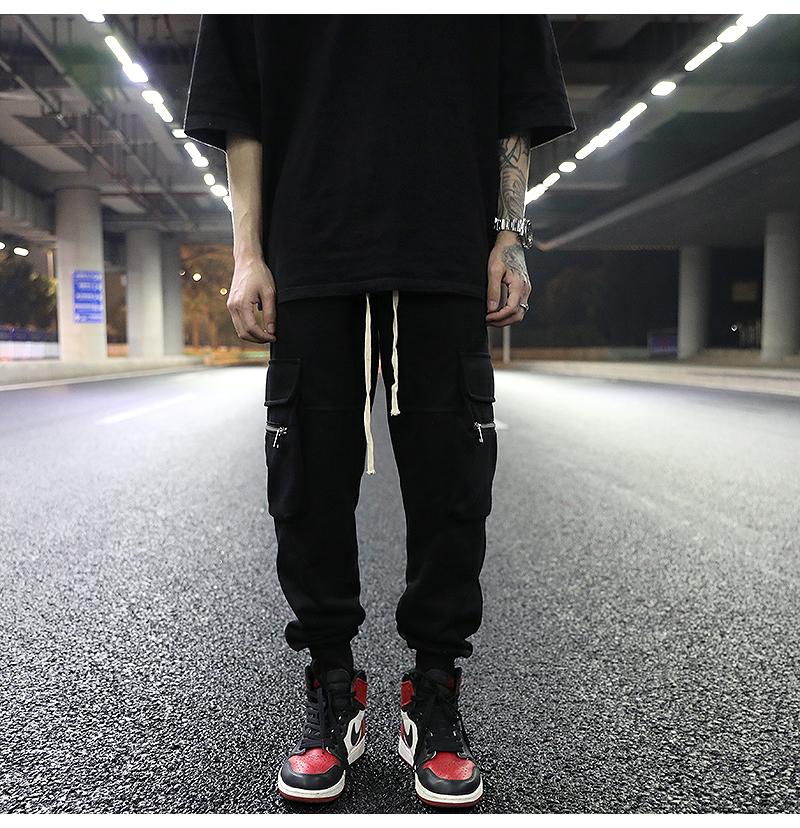 Dark Wind, Big Pockets, Black Wild Loose-fitting Trousers, Street Style Three-dimensional Tailoring Casual Pants, Trendy Men Men's Pants