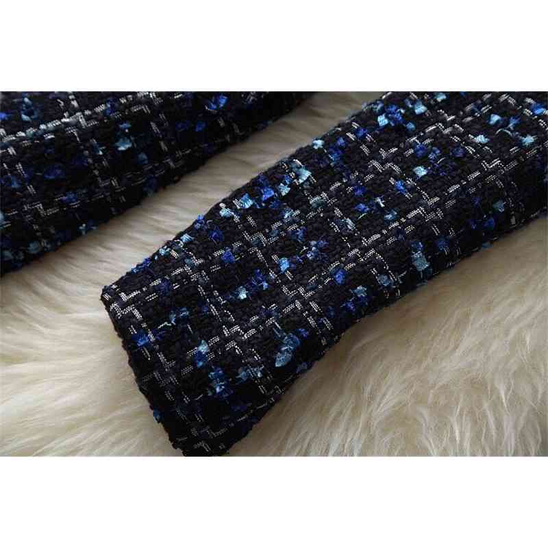 High Quality Runway Woman Clothes Elegant Diamonds Bow Long Sleeve Casual Slim Plaid Retro Tweed Woolen Dress Vestidos 210519