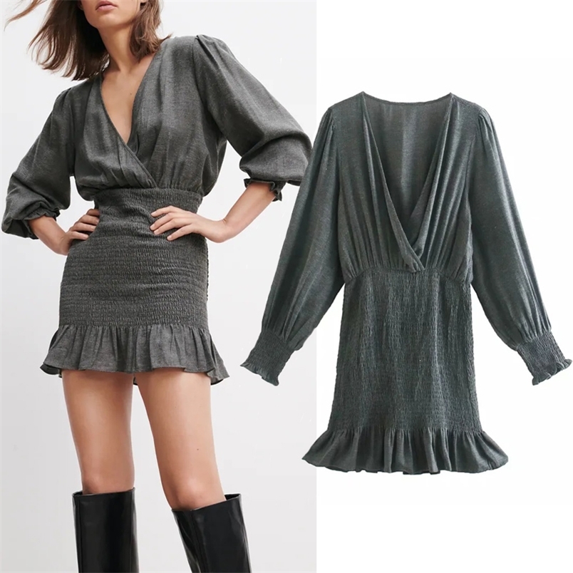 Dress Women Grey Puff Long Sleeve Mini es Ladies Vintage Elastic Smock Ruched Ruffle Elegant Woman 210519, Gray
Dress Women Grey Puff Long Sleeve Mini es Ladies Vintage Elastic Smock Ruched Ruffle Elegant Woman 210519, Gray