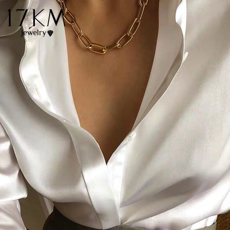 Big Chain Choker Necklaces For Women Men Vintage Geometric Gold Necklace Chunky Thick Fashion Female Jewelry Wedding Gift
