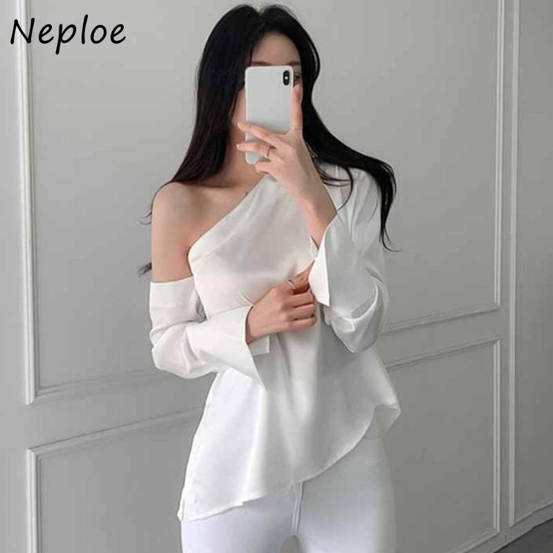 Women's Blouses & Shirts Neploe Irregular One-shoulder Design Sexy Women Slim Waist Solid Color Camisas Mujer Temperament Blusas Tops, White
Women's Blouses & Shirts Neploe Irregular One-shoulder Design Sexy Women Slim Waist Solid Color Camisas Mujer Temperament Blusas Tops, White