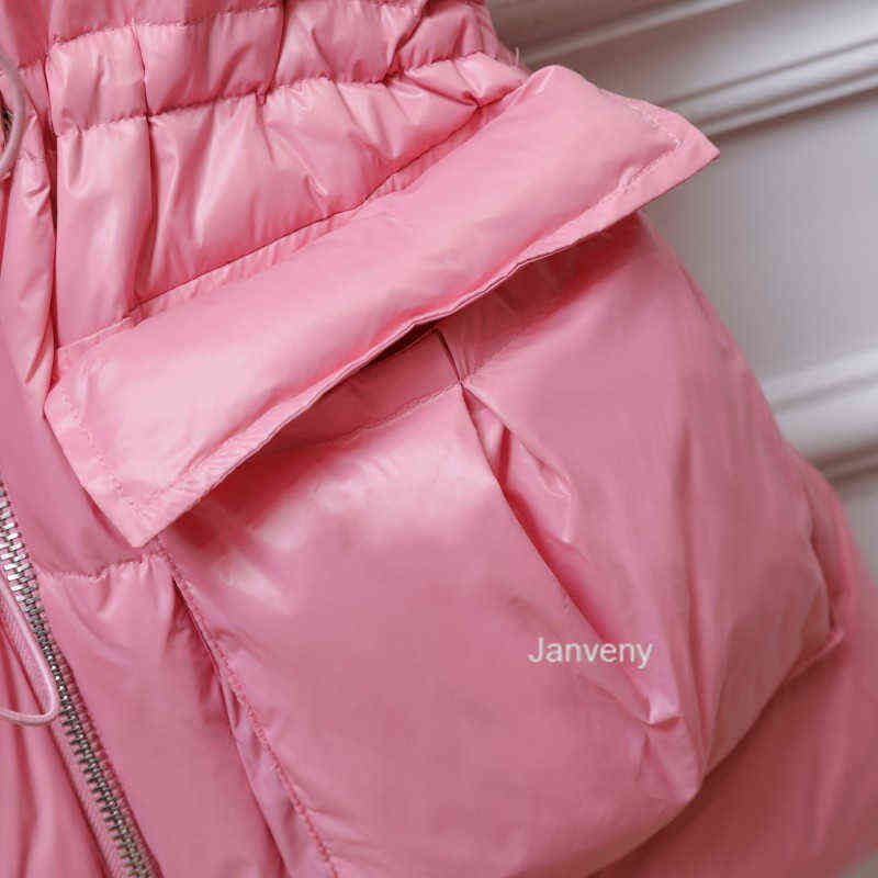 Janveny Winter Down Vest Women Mid-Length Slim Waistcoat 90% White Duck Jacket Female Gilet Sleeveless Windproof 211130