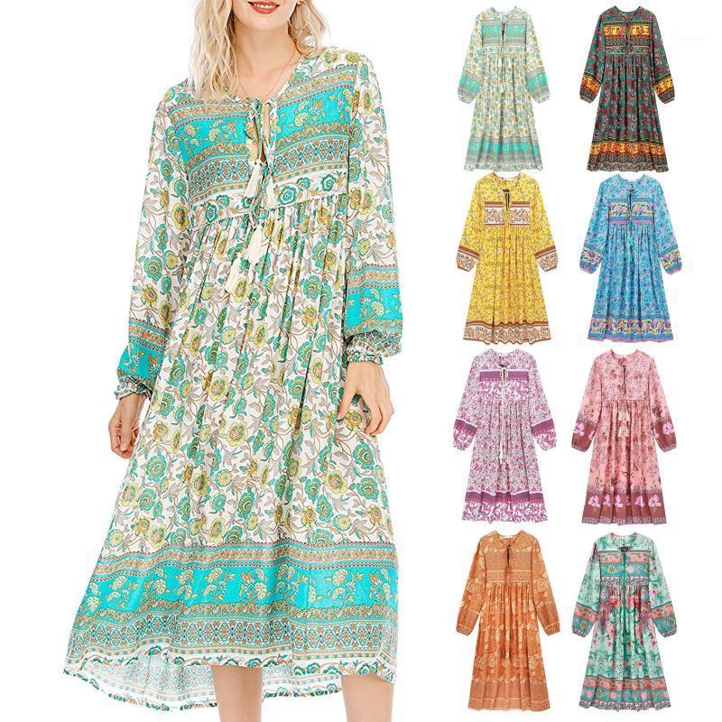 Summer Dress Women Bohemian Long 2021 Long-sleeved Floral Print Retro V-neck Fringed Femme Beach Wear Women' Swimwear, Mint
Summer Dress Women Bohemian Long 2021 Long-sleeved Floral Print Retro V-neck Fringed Femme Beach Wear Women' Swimwear, Mint