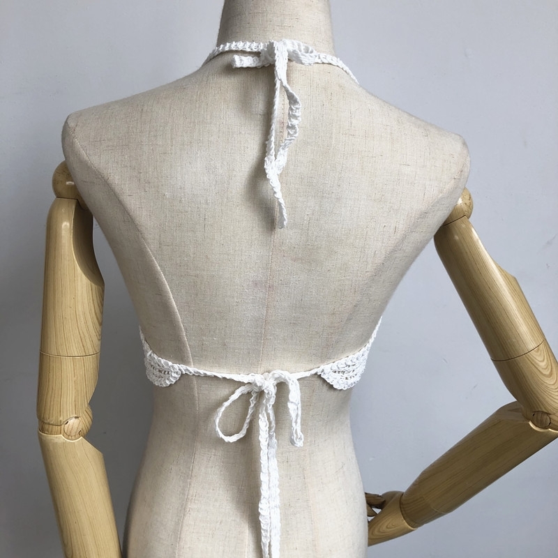 summer holiday beach camis lady sexy tassels crochet camisole women sexy tassels bikini camis female crochet halter bikini tops 210625