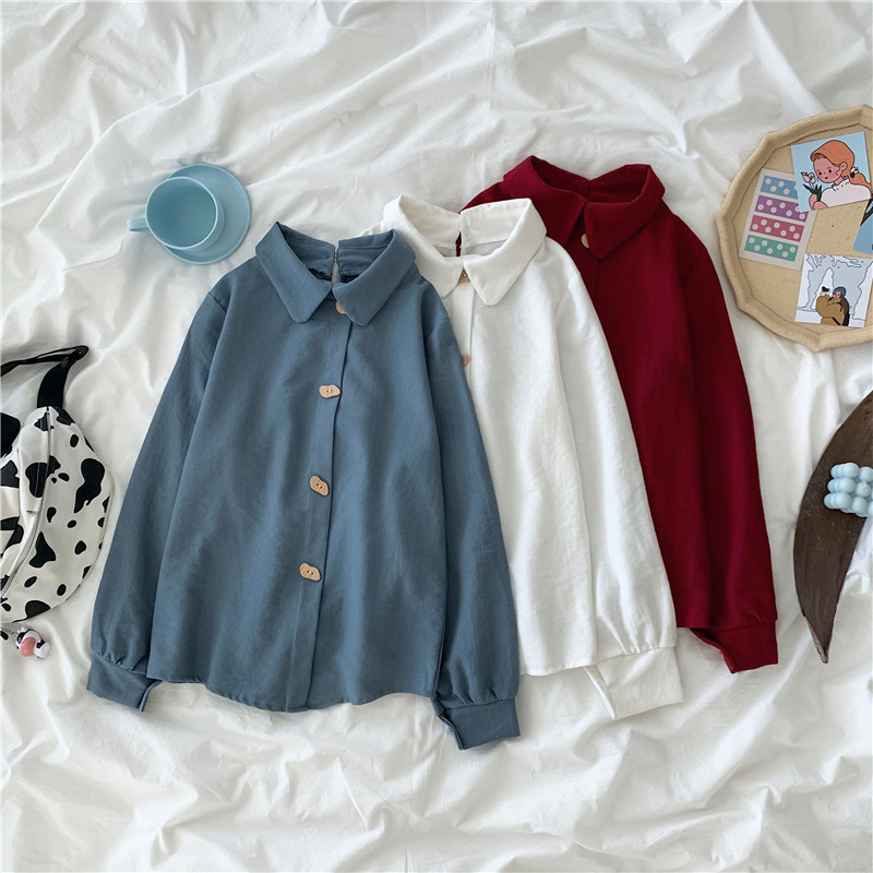 Autumn Office Lady Solid Button Cardigan Blouse Korean Style Cotton Long-Sleeve Shirt Women Tops Blusas 10796 210518