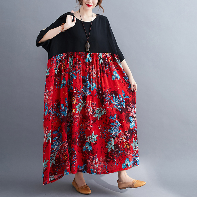 Johnature Autumn OneSize Vintage Cotton Blend Dresses Loose Print Casual Vintage O-neck Half Sleeve Patchwork Color Dress 210521, Black
Johnature Autumn OneSize Vintage Cotton Blend Dresses Loose Print Casual Vintage O-neck Half Sleeve Patchwork Color Dress 210521, Black