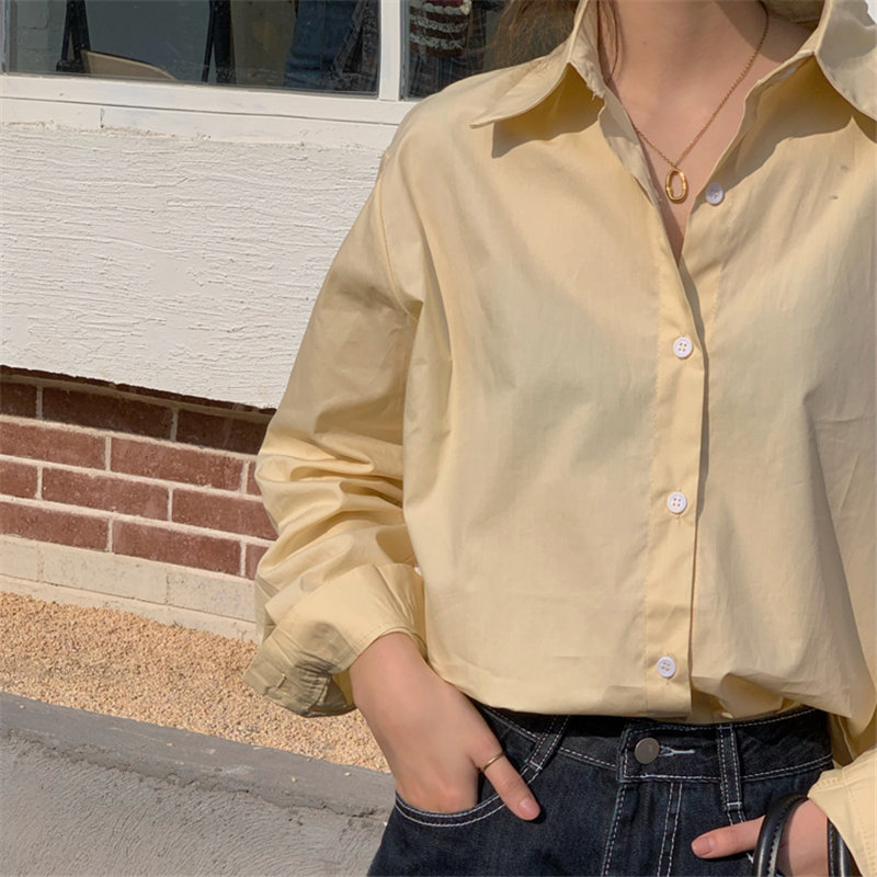 Minimalist Stylish Korean Chic Women Streetwear Outwear Shirts Office Lady Lapel OL Arrival All Match Tops 210421