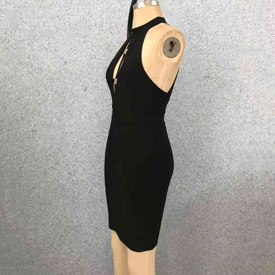 Fashion Hollow Out Summer Women Bandage Dress Sleeveless Button Backless Black Party Sexy Bodycon Vestidos Red 210524