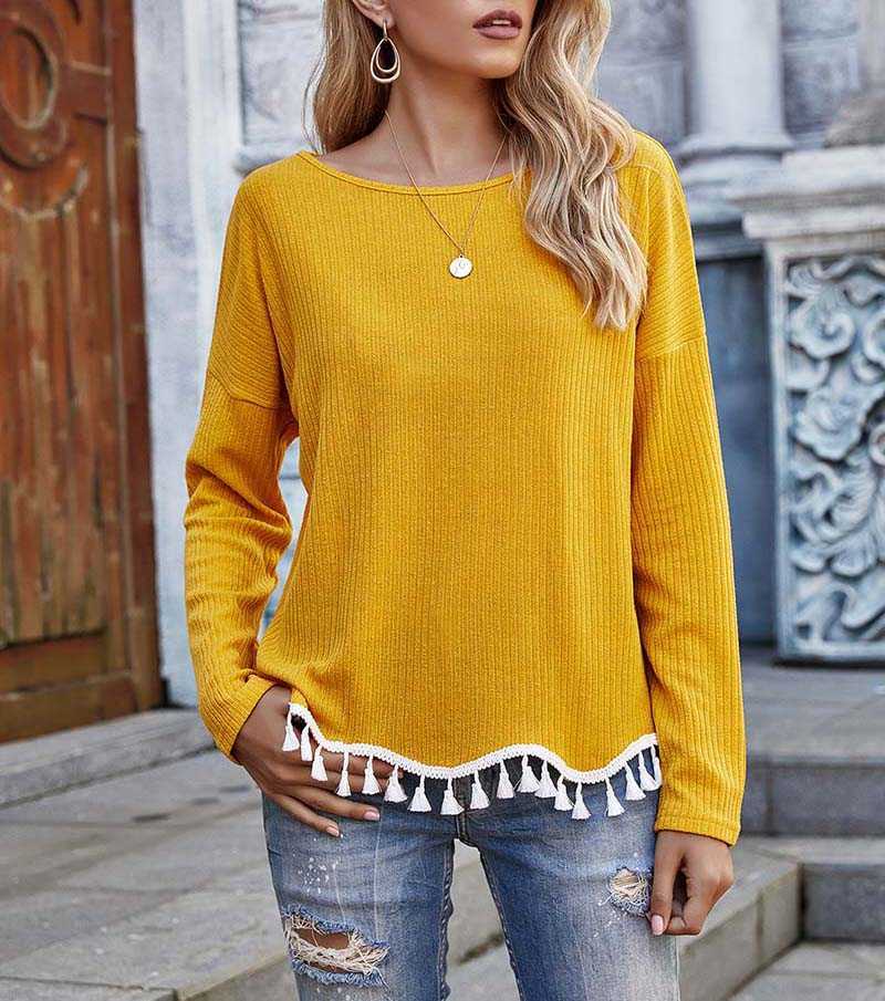 Casual Loose Knitted Women T-Shirt Solid Color O-Neck Long Sleeve Tassle High Street Female Tshirt W271 210526, Red
Casual Loose Knitted Women T-Shirt Solid Color O-Neck Long Sleeve Tassle High Street Female Tshirt W271 210526, Red