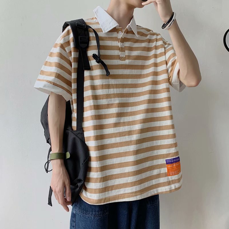 Striped short-sleeved T-shirt men's summer lapel POLO shirt tide brand trend loose ins Hong Kong style students half sleeve ins, White;black
Striped short-sleeved T-shirt men's summer lapel POLO shirt tide brand trend loose ins Hong Kong style students half sleeve ins, White;black