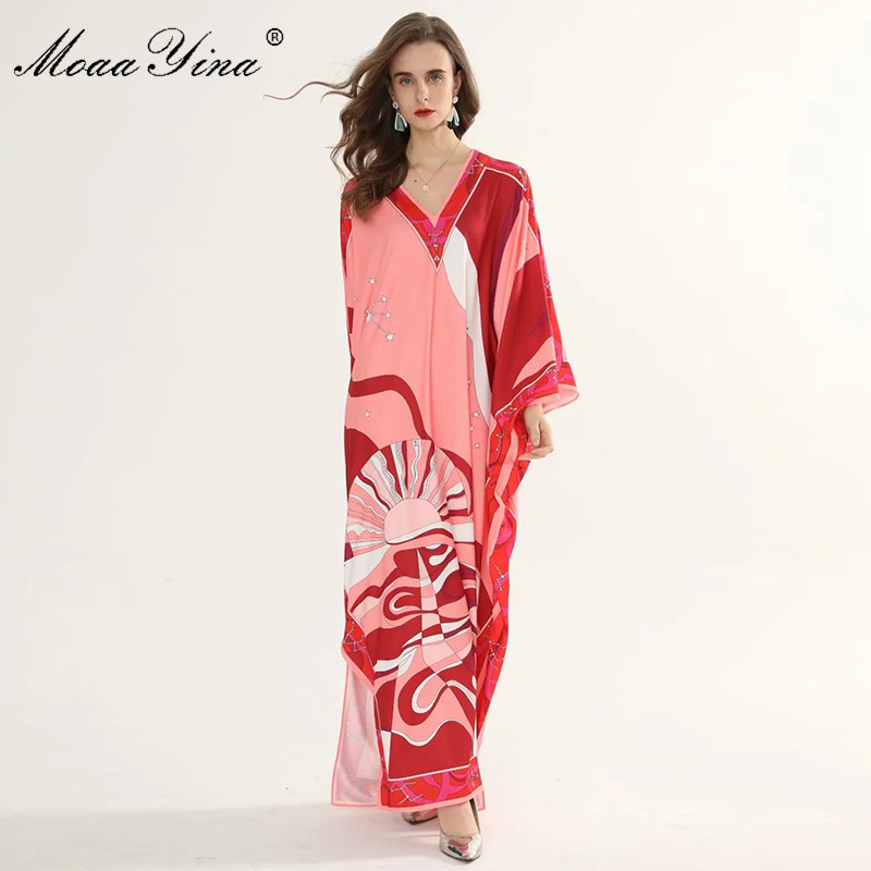 Fashion Designer Runway dress Spring Summer Women Dress V Neck Batwing Sleeve Plus Size Loose Vacation Maxi Dresses 210524, Multi
Fashion Designer Runway dress Spring Summer Women Dress V Neck Batwing Sleeve Plus Size Loose Vacation Maxi Dresses 210524, Multi