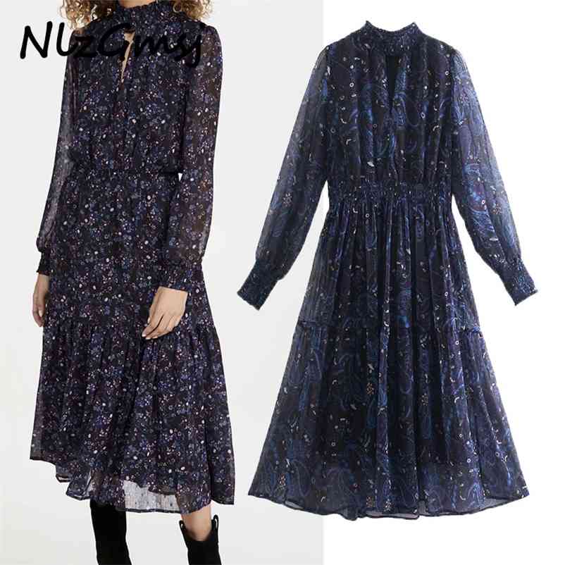 Dres Print Pleated Midi Vintage Long Sleeve Female Chiffon es Vestidos Mujer 210628, As picture
Dres Print Pleated Midi Vintage Long Sleeve Female Chiffon es Vestidos Mujer 210628, As picture